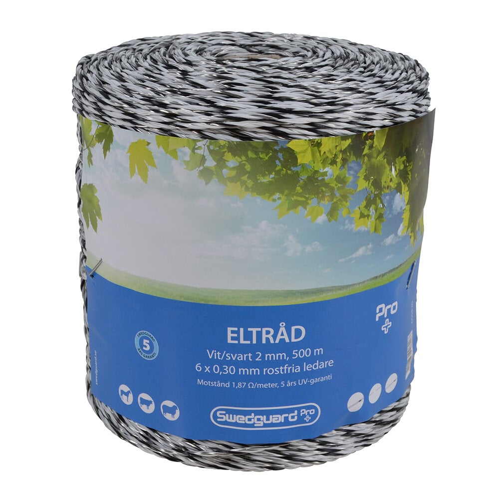 Eltråd Pro+ 2 mm vit/svart 500 m 6x0,30