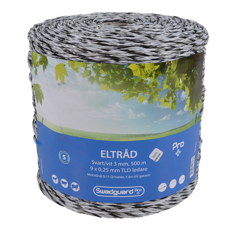 Eltråd Pro+ 3 mm vit/svart 500 m 9x0,25