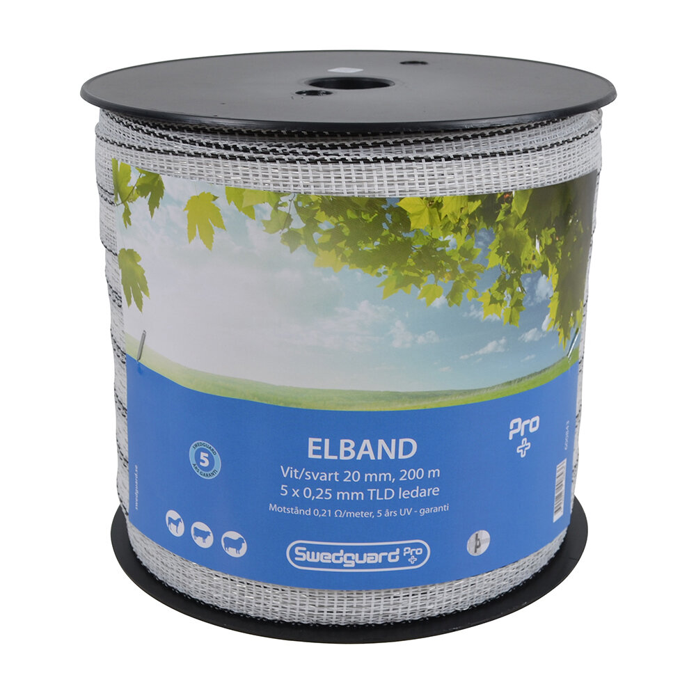 Elband Pro+ 20 mm vit/svart 200 m 5x0,25