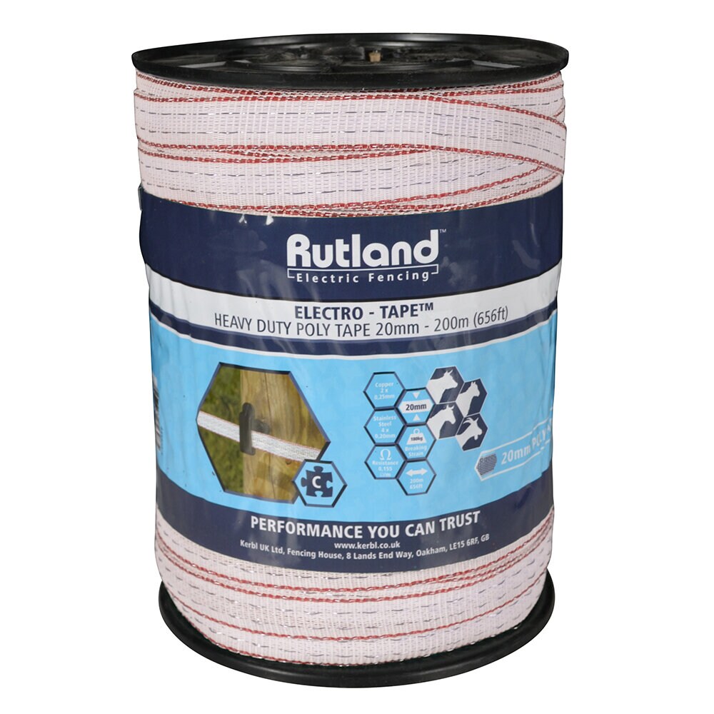 Elband 20 mm 200 m Vit/Grön Spole